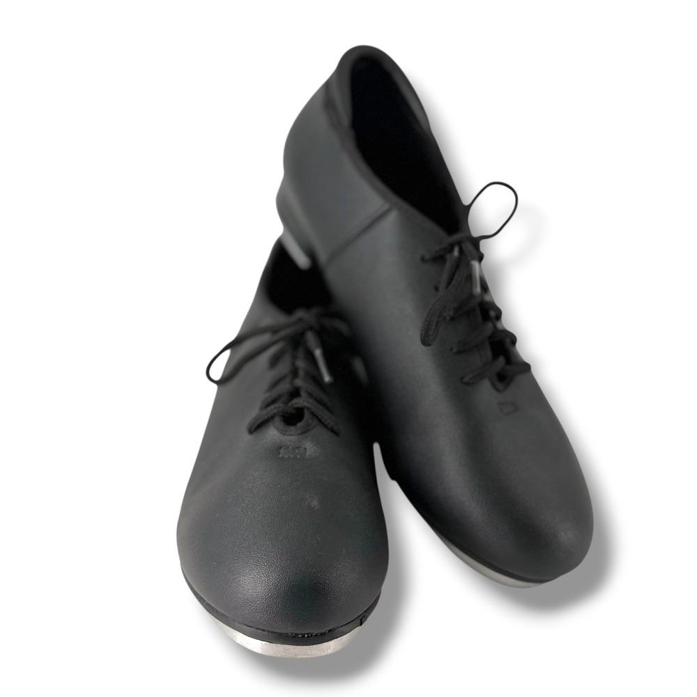 Capezio Cadence CG19 Black Leather Tap Shoes Size 8 Tele Tone Taps Broadway Jazz